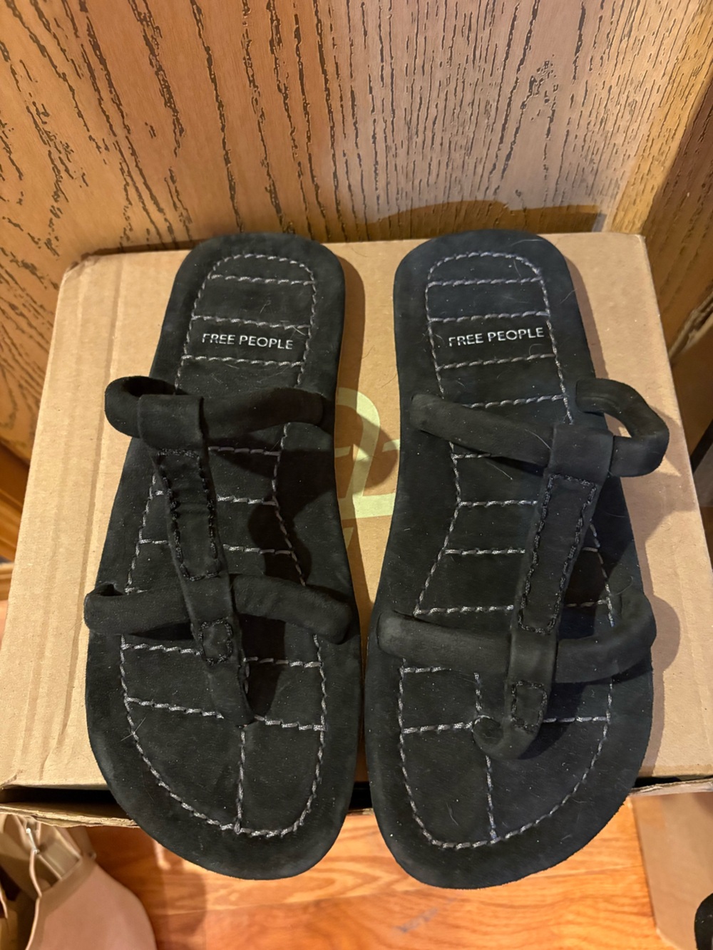 Free People Black Faux Suede Sandals NWOT